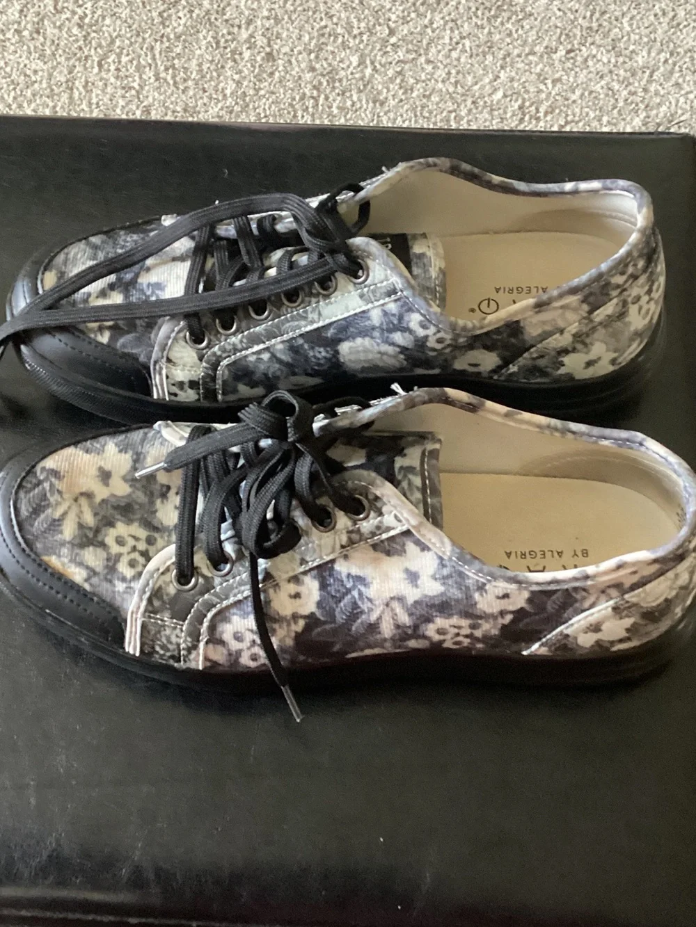 Alegria Women’s Black & White Floral Canvas Sneakers
